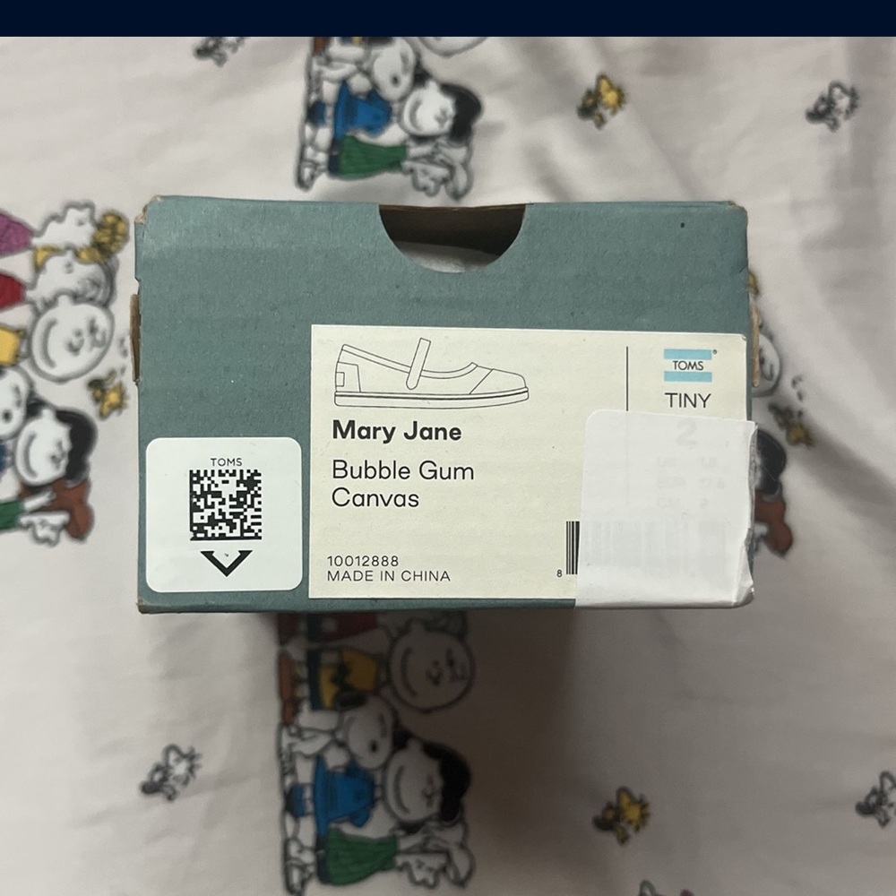 TOMS Bubble Gum Canvas Tiny Mary Jane Shoes